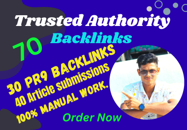 Exclusive Offer-70 + Backlinks 40 Article submissions + 30 PR9,  70+DA SEO Increase Google rank