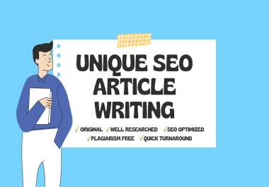 I will write 1000- 2000 unique SEO optimized articles for you
