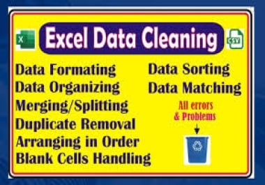 I will do Excel Data Cleaning and Formatting Pro and Fastest Service with Precision and Accuracy