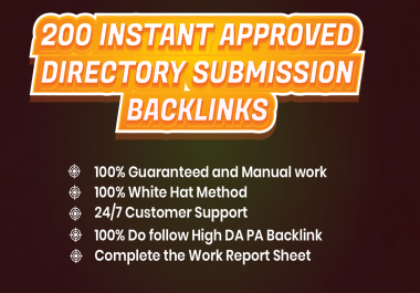 I will do 200 instant approved high quality directory submission backlinks