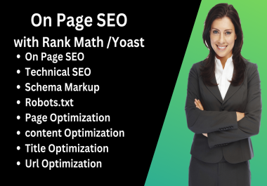 I will do complete on page SEO optimization with yoast or rank math