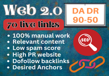 I will manually create 70 Web 2.0 Contextual Backlinks to high-quality website for SEO