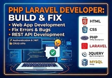 I Will Build PHP Laravel Web Applications and Fix Bugs & Errors