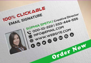 clickable HTML email signature for gmail, outlook,  yahoo mail