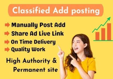 I will do 50 classified ads posting in top classified sites