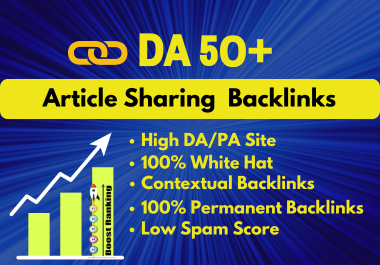 I will do 50 article sharing contextual backlinks off page SEO