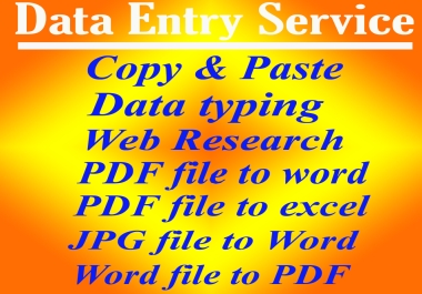 I Will do Copy & Paste,  Data Typing,  Web Research And PDF Conversion Work For SEO
