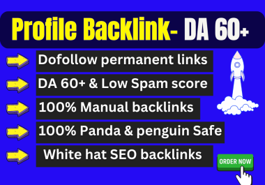 Manual 50 Dofollow Profile backlinks create DA 60+ to boost your website's SEO