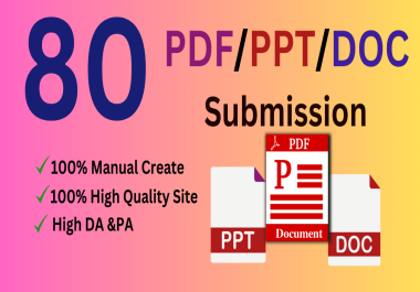 I will manually upload 80 images,  PPTs,  or PDFs to the leading document sharing websites.