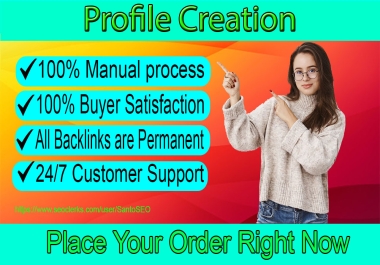 50 Premium DA 90+ PR9 Social Profile Creation Manual Backlinks
