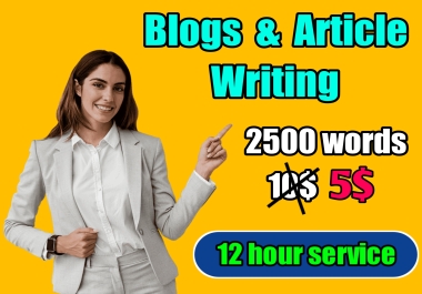 2500 words well researched SEO Article writing