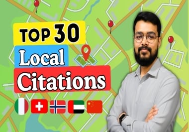 Top 30 Live local citations Italy,  Switzerland,  Norway,  UAE,  China for any country