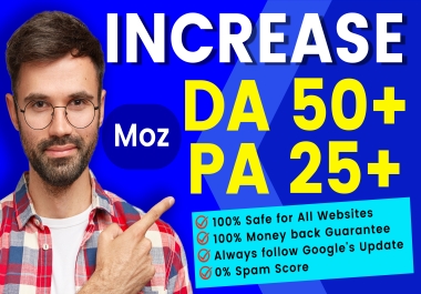 I will increase moz domain authority da50 plus Highqulity Backlinks