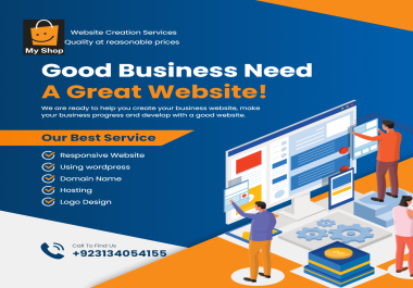 Get your bussiness to the world with a website. we design Logo,  Domain Name and hosting