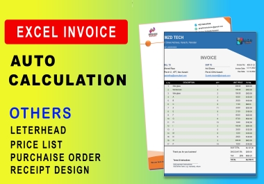 I will design auto calculated invoice price list in excel letterhead fillable pdf form