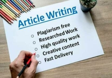 Article writing,  Blog post,  content for your website,  content creating for your social account.