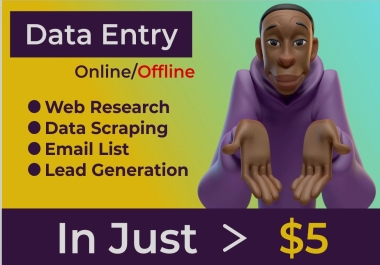I will do data entry,  data collection,  web research and copy paste job for you