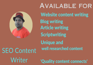 I will be your SEO-content writer for your website,  blog or article