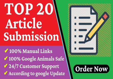 Provide 20 Dofollow Article Submission SEO Backlinks
