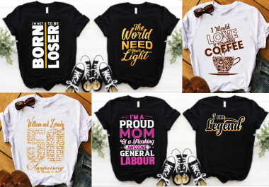 I will design custom typography t shirt and graphic t shirt
