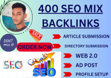 I will create 400 Mix SEO backlinks off page white hat link-building services