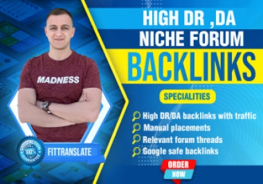 I will do100 manual placement high dr da niche forum backlinks