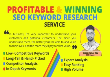 I will build 50 SEO keyword research list with long tail and competitor search