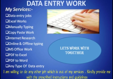 I will do excel data entry,  web research,  online data entry,  copy paste work