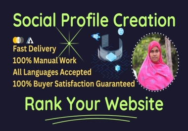I Will Provide 60 Social Profile Creation Backlink From High Quality Websites