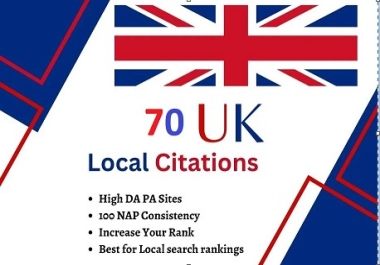 I will create top 70 UK Local Citations and directory submission For Local SEO