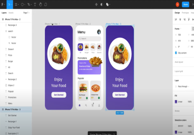 I will creative UX UI design for mobile app food app and wesite app