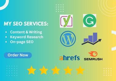 I will do wordpress on page seo,  content writing, keyword research and with rank math