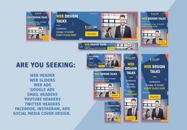 I will design web banners,  ads,  headers,  niche ads