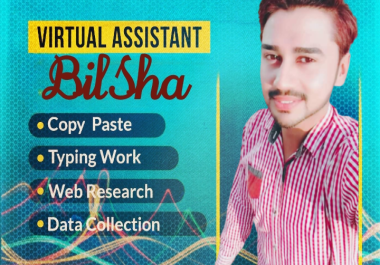 I will serve as virtual assistant for accurate data typing drafting and copy pasting