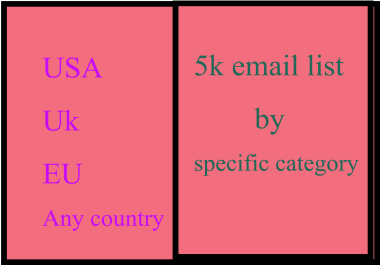 I will provide UK, USA,  EU,  Italy,  France and any country business email list by specific category