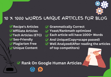 1000 Words Unique Seo-Optimized Articles For Blog