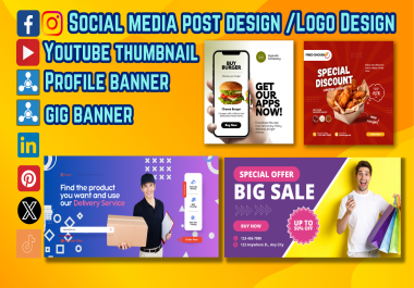 Creative Social Media Post design /Logo Design/Gig banner / Thumbnail Design Service