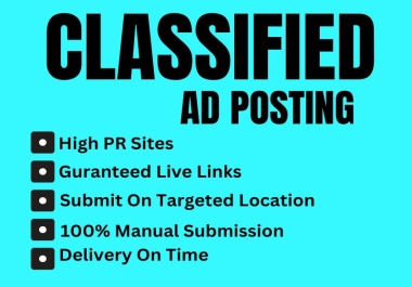 I will publish your 60 ads on the top classified ad posting sites for any country