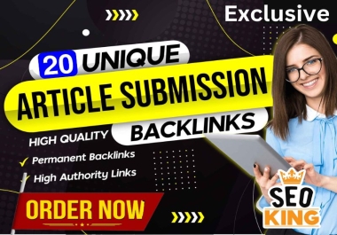 I will manually submit article in 20 high PR submission website live link