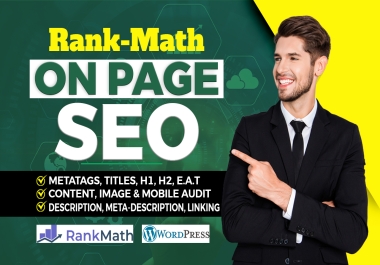 I will do rank math on page SEO for your wordpress website
