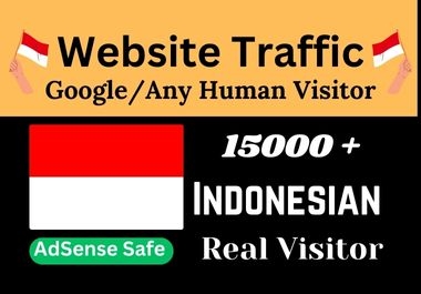 Get 15000+ Indonesian web traffic,  Real Keywords targeted Organic Indonesia website visitors
