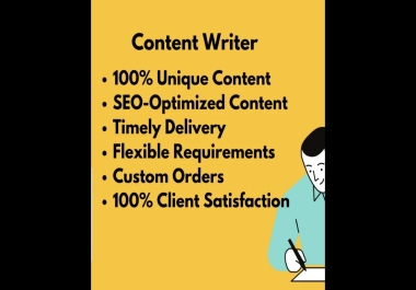 I will write SEO optimized and engaging content for your needs