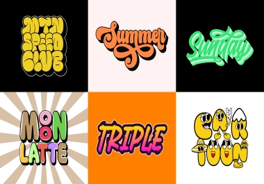 I will create unique trendy hand drawn cartoon and custom typography font logo design