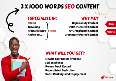2 X 1000 Words Optimized High Quality Content For Your Websites