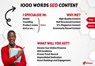 1000 Words HQ SEO Optimized Content For Websites