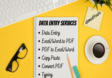 Data entry,  copy paste,  excel data entry and web research