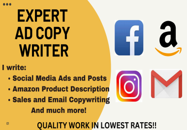 I will do email copywriting,  social media copy and sales copy