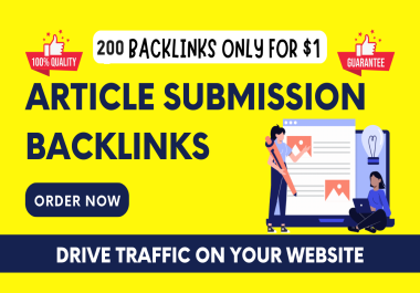 I will do 200 article submission backlinks on article submission sites