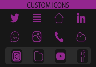 Design Custom,  Line,  Solid Icons For Social Media,  Business and Website in 24 Hrs