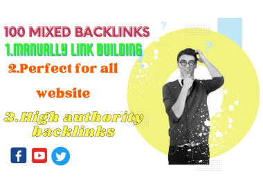 I will do 100 mix backlinks on high authority websites do follow link building